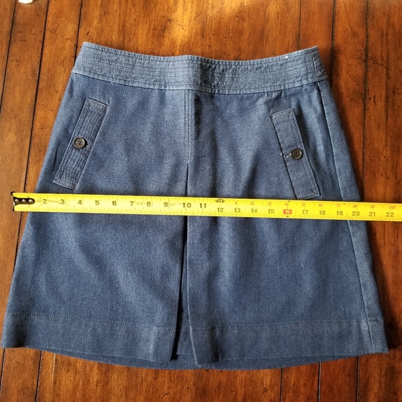 LOFT | Denim Look-a-like Skirt A-line Button Pleat - Picture 8 of 8